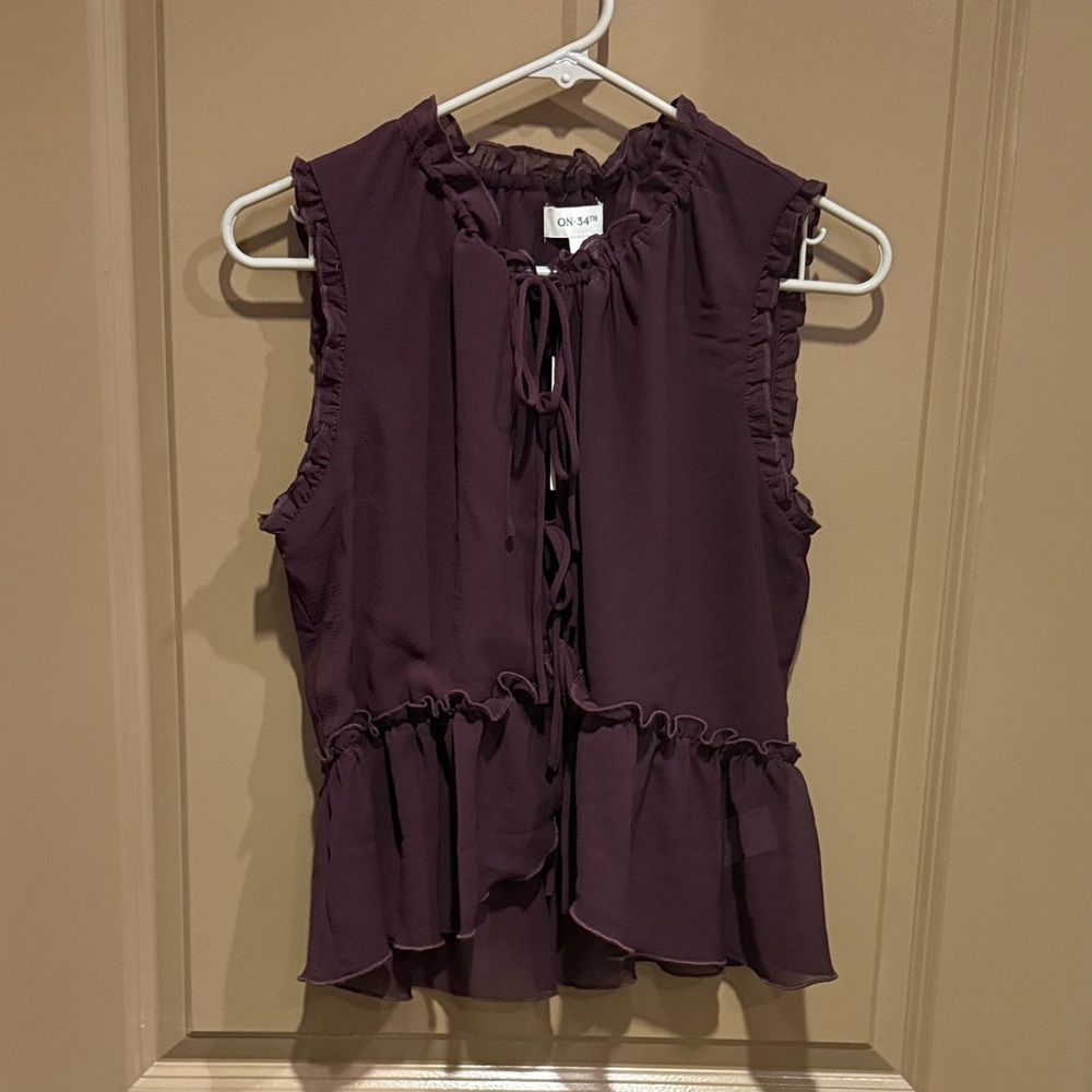 On 34th Purple Ruffle Sleeveless Top